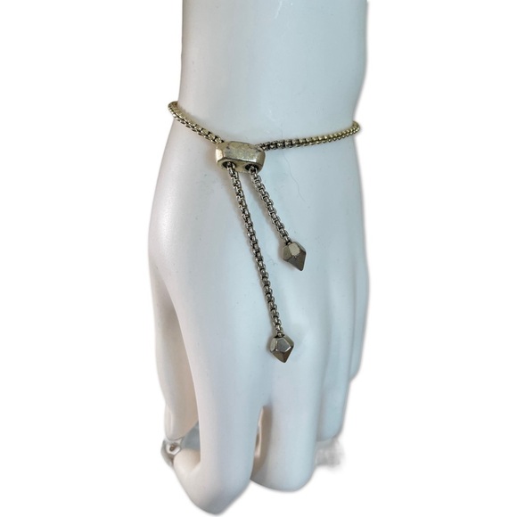 Kendra Scott Phillipa Chain Bracelet White ONYX Bar Gold Tone Slide Adjustable - Picture 1 of 11